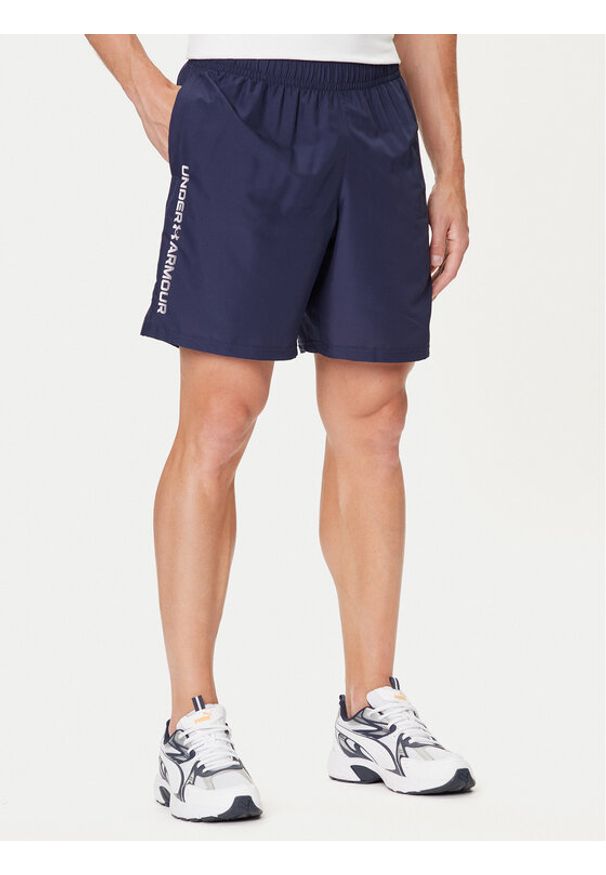 Under Armour Szorty sportowe Ua Woven Wdmk Shorts 1383356-410 Granatowy Loose Fit. Kolor: niebieski. Materiał: syntetyk. Styl: sportowy