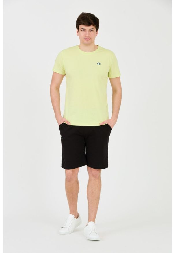 La Martina - LA MARTINA Żółty męski t-shirt z małym logo, Rozmiar M. Kolor: żółty