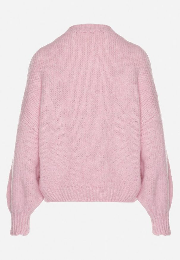 Born2be - Różowy Sweter z Wełną Zdobiony Warkoczowym Splotem Lakkaria. Okazja: na co dzień. Kolor: różowy. Materiał: wełna. Długość rękawa: długi rękaw. Długość: długie. Wzór: aplikacja, ze splotem. Styl: elegancki, casual