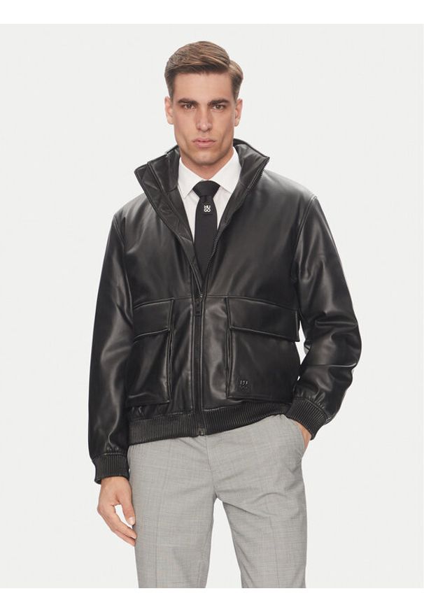 Hugo - HUGO Kurtka z imitacji skóry Bono2511 50530772 Czarny Regular Fit. Kolor: czarny. Materiał: skóra
