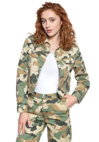 Lee - DAMSKA KURTKA JEANSOWA LEE CROPPED RIDER JACKET CAMOUFLAGE L54CCW03. Materiał: jeans. Wzór: moro