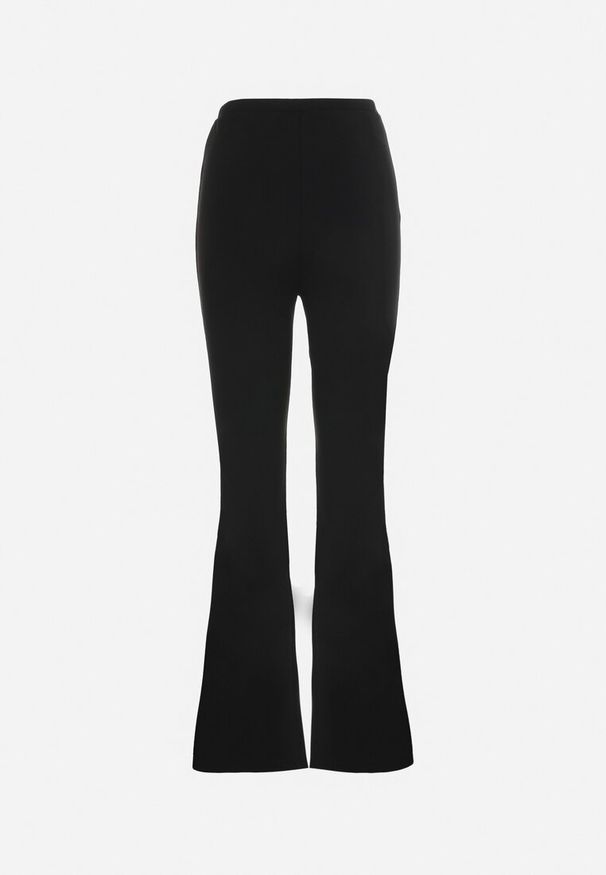 Born2be - Czarne Spodnie Dzwony z Gumką w Pasie Dallagti. Kolor: czarny. Styl: elegancki