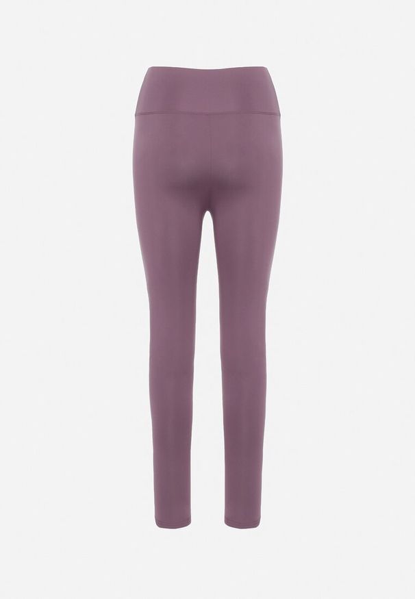 Born2be - Fioletowe Legginsy Sportowe z Wysokim Stanem Pierra. Okazja: do pracy. Stan: podwyższony. Kolor: fioletowy. Długość: długie. Styl: sportowy