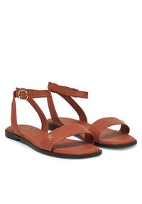 TOMMY HILFIGER - Tommy Hilfiger Sandały Ankle Strap Leather Sandal FW0FW08422 Brązowy. Kolor: brązowy. Materiał: skóra #2