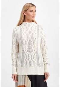 Twinset Milano - Sweter damski TWINSET. Materiał: prążkowany. Długość rękawa: długi rękaw. Długość: długie. Wzór: ze splotem #3