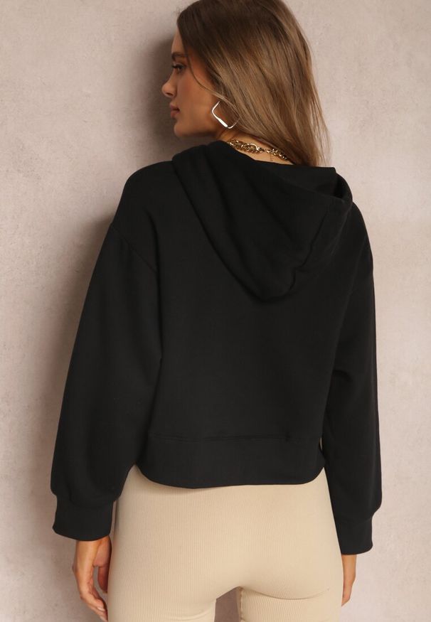 Renee - Czarna Bluza z Kapturem Paranero. Okazja: na co dzień. Typ kołnierza: kaptur. Kolor: czarny. Materiał: polar, dzianina. Długość: krótkie. Wzór: gładki, jednolity. Styl: sportowy, casual