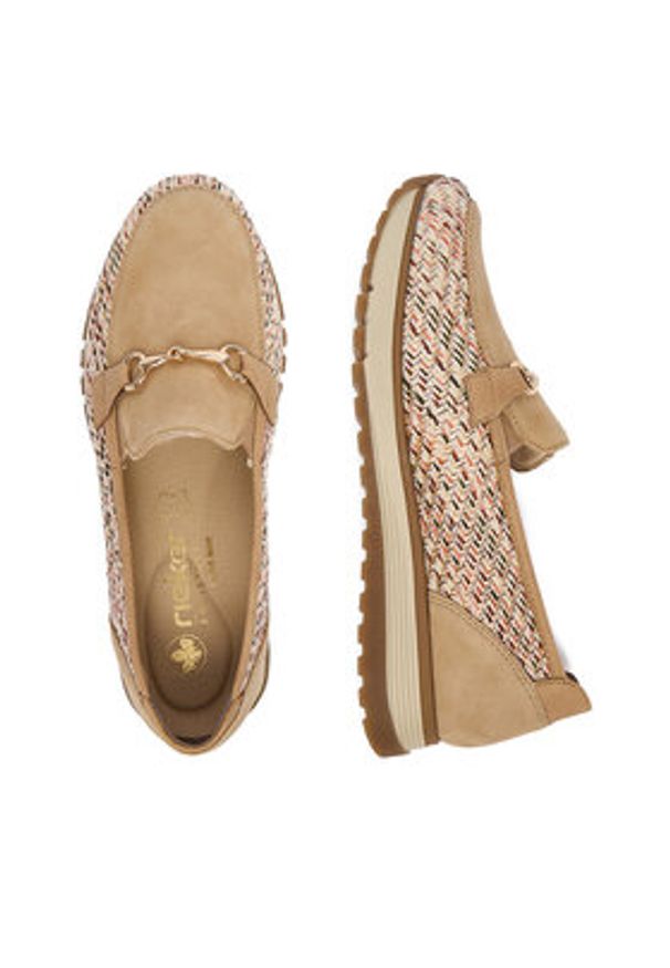 Rieker Półbuty 49042-62 Beżowy. Kolor: beżowy. Materiał: zamsz, skóra