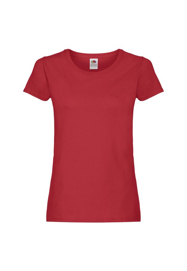 FRUIT OF THE LOOM - Oryginalna Koszulka Damska. Kolor: czerwony. Sport: turystyka piesza