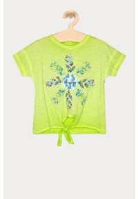 Desigual - T-shirt dziecięcy 104-164 cm. Okazja: na co dzień. Kolor: żółty, zielony, wielokolorowy. Materiał: bawełna, dzianina. Długość rękawa: krótki rękaw. Długość: krótkie. Wzór: aplikacja. Styl: casual #1