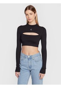 Calvin Klein Jeans Sweter J20J220446 Czarny Slim Fit. Kolor: czarny. Materiał: lyocell #1