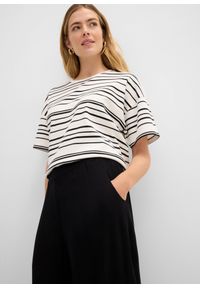 bonprix - Spodnie haremki z wiskozy. Kolor: czarny. Materiał: wiskoza. Wzór: nadruk #3