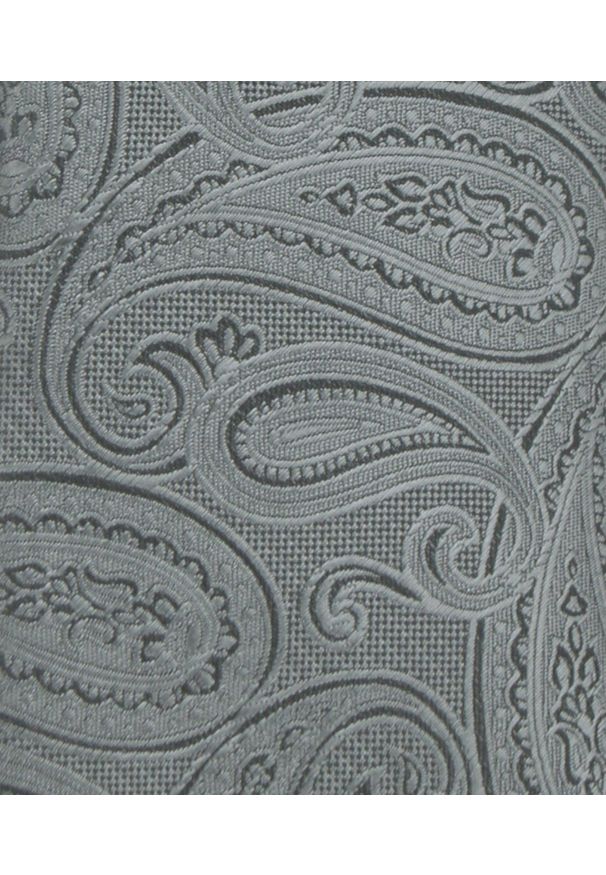 Krawat Męski - Angelo di Monti - Stalowy ze Wzorem Paisley. Kolor: szary. Materiał: tkanina. Wzór: paisley. Styl: wizytowy, elegancki