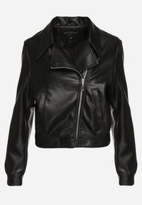 Born2be - Czarna Kurtka Ramoneska ze Zwężanymi Rękawami i Asymetrycznym Suwakiem Arpeggia. Okazja: na co dzień. Kolor: czarny. Materiał: jeans. Styl: casual, klasyczny, elegancki, rockowy #3