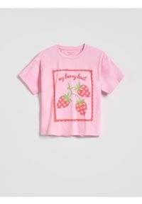 Reserved - T-shirt z nadrukiem - różowy. Kolor: różowy. Materiał: bawełna. Wzór: nadruk #1