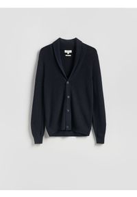 Reserved - Kardigan z wełną - granatowy. Kolor: niebieski. Materiał: wełna #1