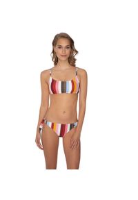 Figi do kostiumów kąpielowych dla kobiet Protest Mm Dynamic. Kolor: czerwony, brązowy, szary, wielokolorowy. Wzór: nadruk, paski #1