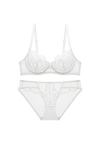 Intica - Komplet bielizny prześwitującej z delikatnych materiałów Harmke. Kolor: biały. Materiał: materiał