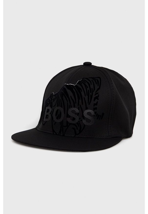 BOSS - Boss Czapka Athleisure 50461905 kolor czarny z aplikacją. Kolor: czarny. Wzór: aplikacja