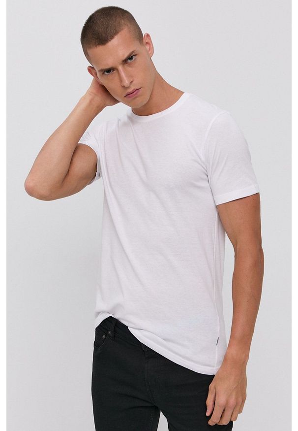 !SOLID - T-shirt bawełniany. Okazja: na co dzień. Kolor: biały. Materiał: bawełna. Wzór: gładki. Styl: casual