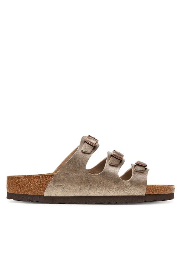 Birkenstock Klapki Florida 1030352 Złoty. Kolor: złoty. Materiał: skóra
