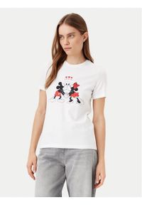 only - ONLY T-Shirt Mickey 15317991 Biały Regular Fit. Kolor: biały. Materiał: bawełna