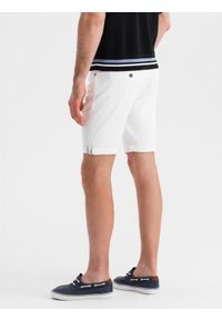 Ombre Clothing - Męskie jeansowe klasyczne szorty z podwiniętą nogawką – białe V1 OM-SRDS-0162 - XXL. Kolor: biały. Materiał: jeans. Sezon: lato. Styl: klasyczny #9