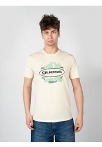 Guess T-Shirt "LA Logo" | M3GI61K9RM1 | Mężczyzna | Żółty. Okazja: na co dzień. Kolor: żółty. Materiał: bawełna. Długość: długie. Wzór: nadruk. Styl: elegancki, casual #5