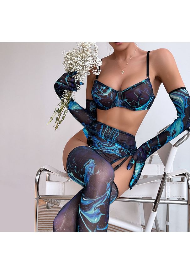 Intica - Komplet bielizny pięcioczęściowy elegancki na wieczór Shafeeka. Kolor: wielokolorowy. Materiał: materiał