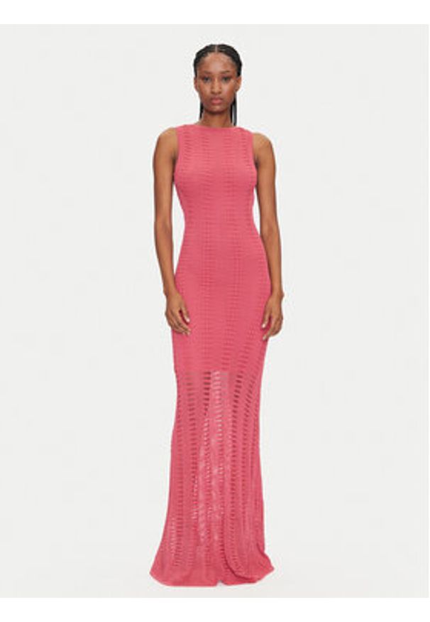 Marciano Guess Sukienka dzianinowa 5GGK44 5869Z Różowy Regular Fit. Kolor: różowy. Materiał: syntetyk