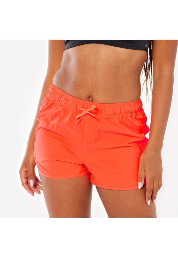 OLAIAN - Spodenki surfingowe damskie Olaian Tini. Kolor: pomarańczowy, wielokolorowy, różowy. Materiał: poliester, materiał. Długość: krótkie
