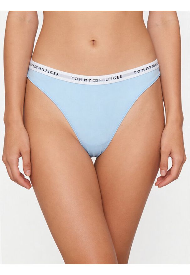 TOMMY HILFIGER - Tommy Hilfiger Stringi UW0UW05875 Niebieski jasny. Kolor: niebieski. Materiał: bawełna