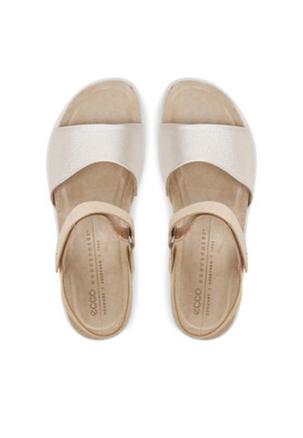 ecco - ECCO Sandały Flowt Wedge 27231360704 Złoty. Kolor: złoty. Materiał: skóra