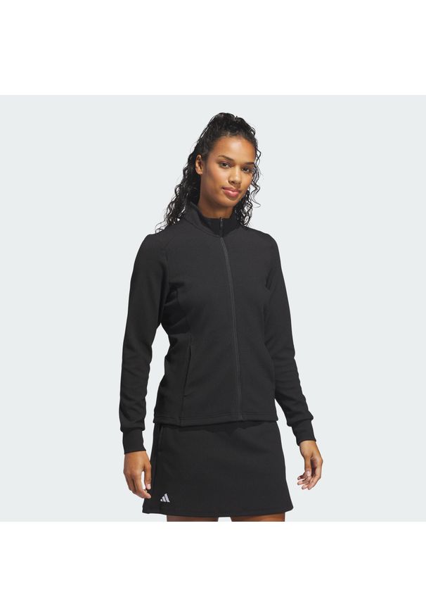 Adidas - Kurtka Performance Texture Full Zip. Typ kołnierza: golf. Kolor: czarny. Sport: golf