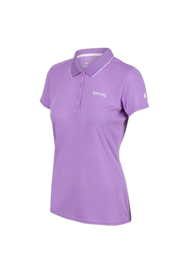 Regatta - Koszulka turystyczna polo damska Maverick V. Typ kołnierza: polo. Kolor: fioletowy. Materiał: materiał. Styl: klasyczny