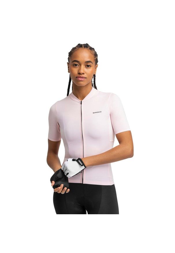 SIROKO - Damska koszulka rowerowa z krótkim rękawem z materiałów z recyklingu Kolarst. Kolor: różowy. Materiał: materiał. Długość rękawa: krótki rękaw. Długość: krótkie. Sezon: lato. Sport: kolarstwo