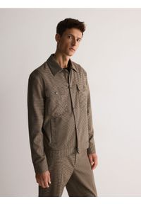 Reserved - Kurtka z kołnierzem - brązowy. Kolor: brązowy. Materiał: wiskoza, tkanina #1