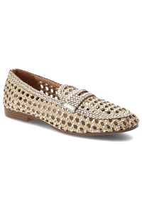 Hot Potatoes by Gioseppo - Baleriny damskie Gioseppo, płaski obcas wsuwany fason klasyczny mokasyn zamknięty nosek pleciona cholewka ażurowa struktura lekka konstrukcja, srebrn. Okazja: na spacer. Kolor: srebrny. Szerokość cholewki: normalna. Wzór: ażurowy. Sezon: lato. Obcas: na obcasie. Styl: klasyczny. Wysokość obcasa: niski #1