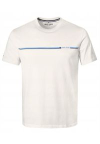 Klasyczny T-Shirt z Logo - Pako Jeans - Jasny Beż (Ecru). Okazja: na co dzień. Kolor: brązowy, beżowy, wielokolorowy. Materiał: bawełna. Wzór: nadruk. Styl: klasyczny #1