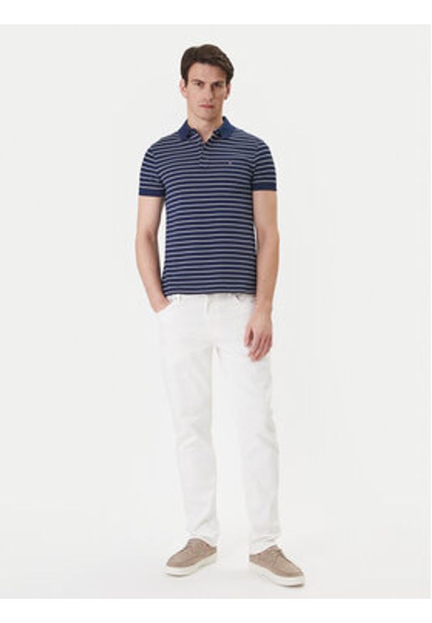 TOMMY HILFIGER - Tommy Hilfiger Polo 1985 MW0MW17771 Granatowy Slim Fit. Typ kołnierza: polo. Kolor: niebieski. Materiał: bawełna