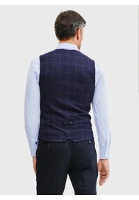 Pako Lorente - PAKO LORENTE – Granatowa kamizelka męska w kratę. Kolor: niebieski. Materiał: poliester, elastan, wiskoza. Wzór: kratka. Styl: elegancki, młodzieżowy #4