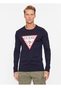Guess Longsleeve Original Logo M2YI31 I3Z14 Granatowy Slim Fit. Kolor: niebieski. Materiał: bawełna. Długość rękawa: długi rękaw #1