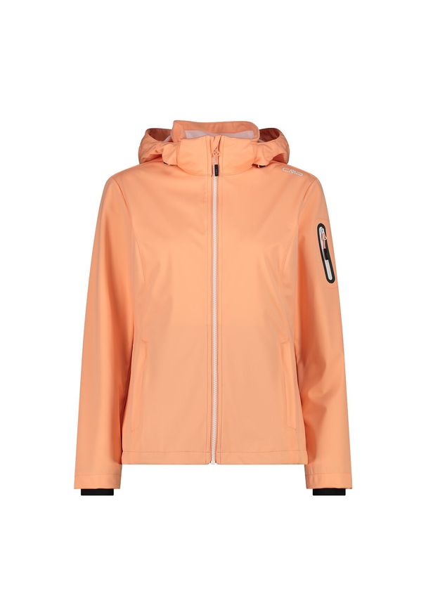 Kurtka damska turystyczna CMP 39A5016. Typ kołnierza: kaptur. Kolor: pomarańczowy, wielokolorowy, żółty. Materiał: softshell. Sport: turystyka piesza