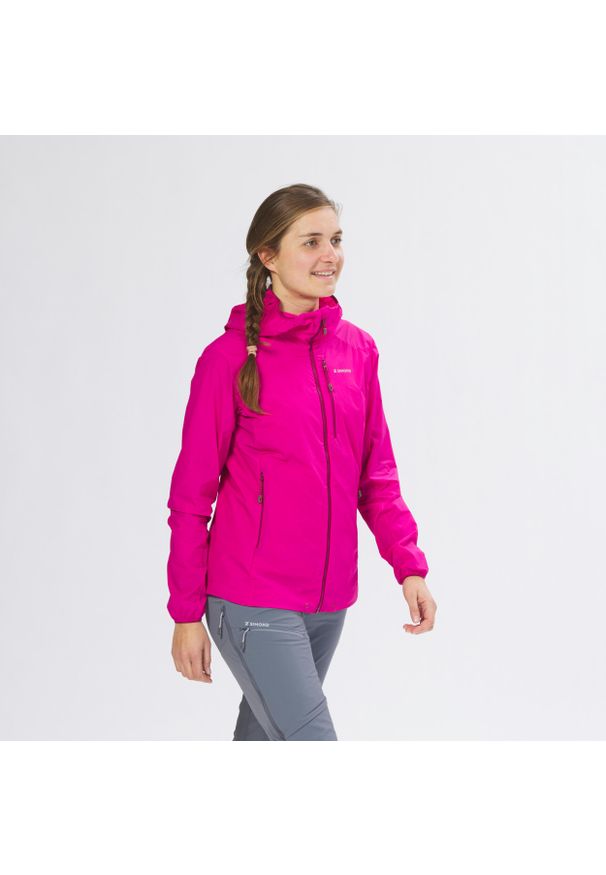 SIMOND - Kurtka alpinistyczna damska wiatroszczelna. Kolor: różowy. Materiał: materiał, poliester, elastan, poliamid