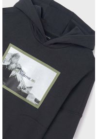 Mayoral bluza dziecięca kolor czarny z kapturem. Typ kołnierza: kaptur. Kolor: czarny. Materiał: bawełna. Wzór: nadruk #6