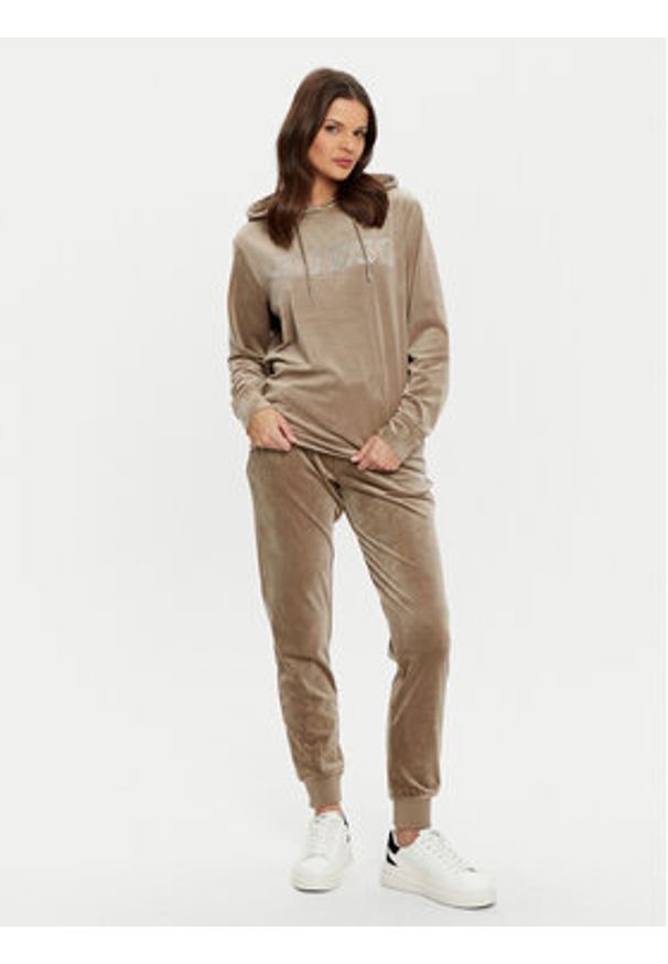 Guess Bluza V4RQ25 KBXI2 Brązowy Regular Fit. Kolor: brązowy. Materiał: syntetyk