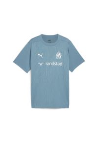 Puma - Młodzieżowa koszulka treningowa Olympique Marsylia PUMA Bold Blue Putty Beige. Kolor: niebieski, wielokolorowy, beżowy. Sport: piłka nożna