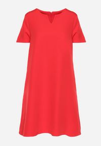 Born2be - Czerwona Sukienka Trapezowa Mini z Kieszeniami Hreona. Kolor: czerwony. Typ sukienki: trapezowe. Długość: mini #4
