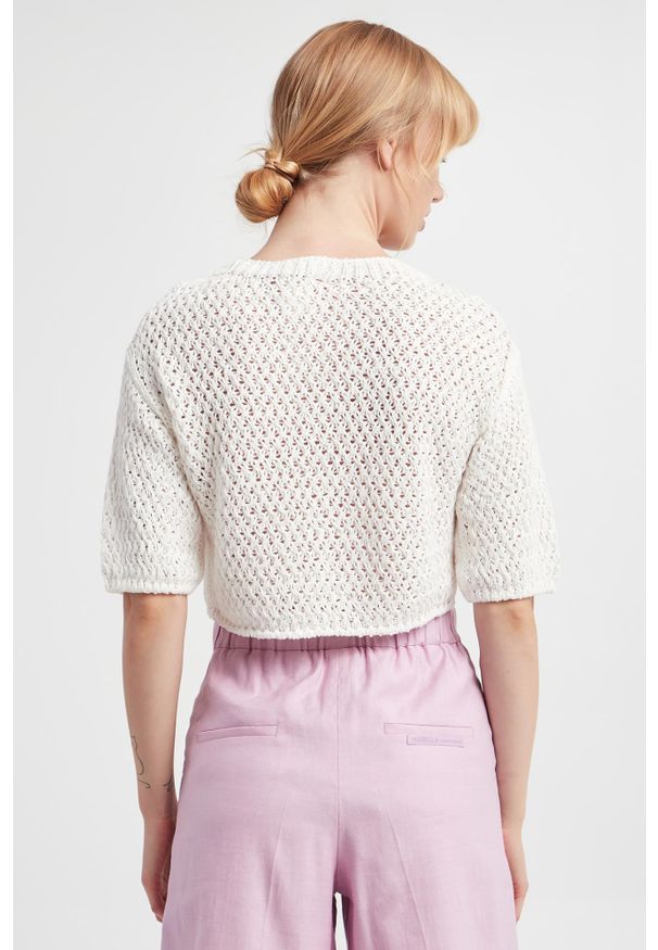 Marella - Sweter damski ażurowy Celebre MARELLA MONOCHROME. Wzór: ażurowy
