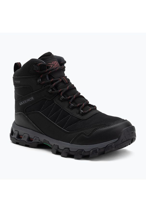 Buty trekkingowe męskie Karrimor Exmoor Mid 2. Wysokość cholewki: za kostkę. Kolor: czarny. Materiał: syntetyk, materiał. Szerokość cholewki: normalna. Sport: turystyka piesza