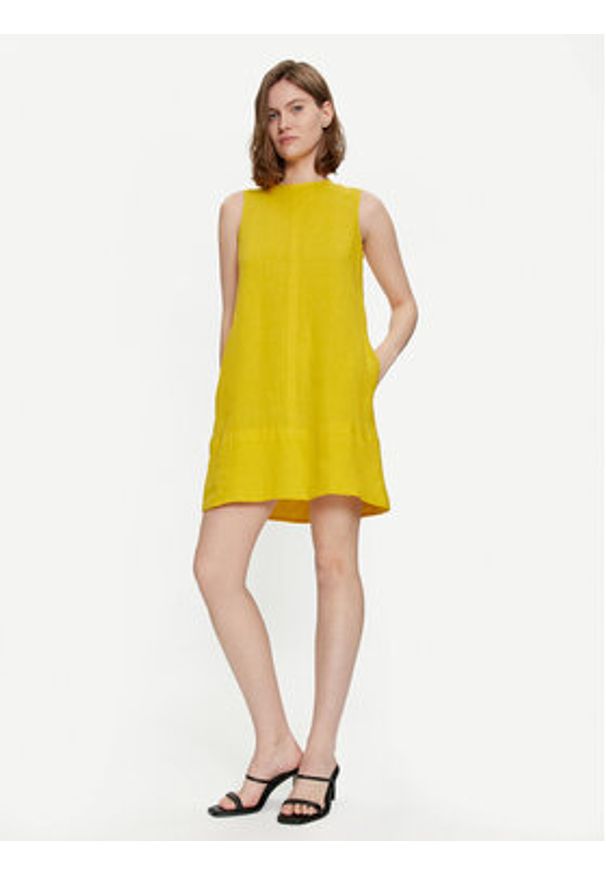 Marella Sukienka letnia Curzia 2413221074 Żółty Regular Fit. Kolor: żółty. Materiał: len. Sezon: lato